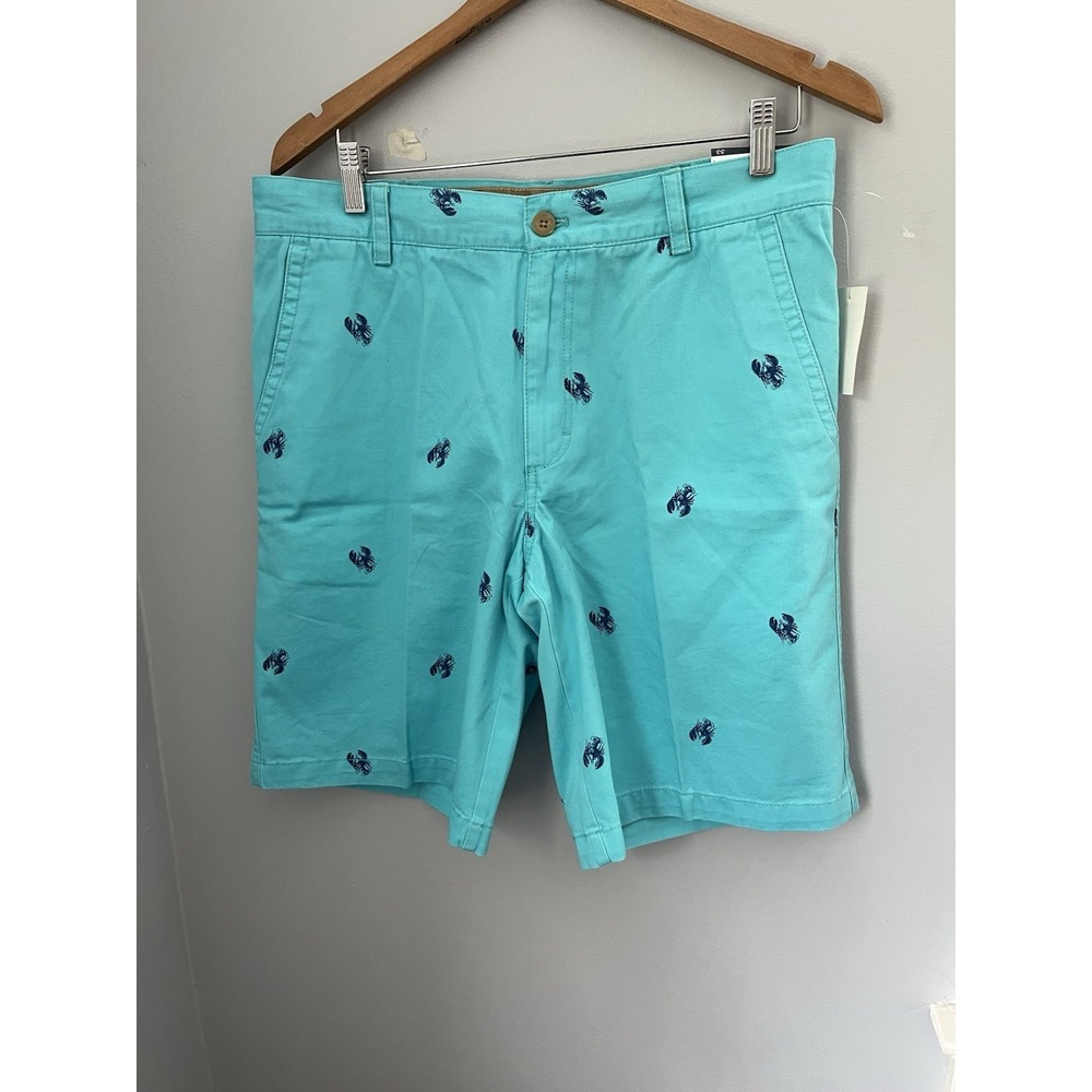 Izod Men's Flat Front Saltwater Size 33 Beachtown Short Blue Lobster Print NWT